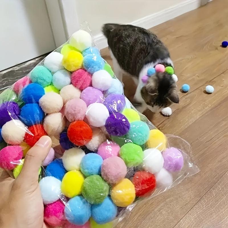 Plush Ball Launcher Cat Interactive Toy with 30 Plush Balls