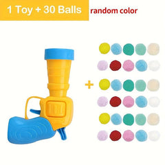 Plush Ball Launcher Cat Interactive Toy with 30 Plush Balls