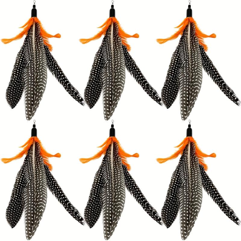6pcs Natural Bird Feather Cat Wand Refills Interactive Toy
