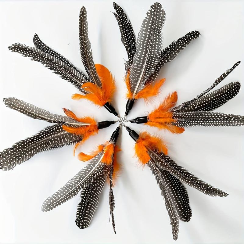 6pcs Natural Bird Feather Cat Wand Refills Interactive Toy