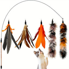6pcs Natural Bird Feather Cat Wand Refills Interactive Toy