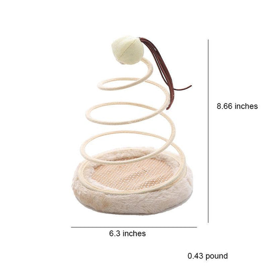 Indoor Cat Plush Toy With Spring Plate and Ball Teaser