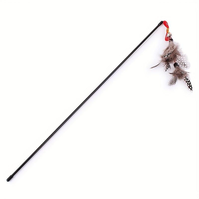 Double Layer String Pearl Feather Cat Teaser Toy Stick