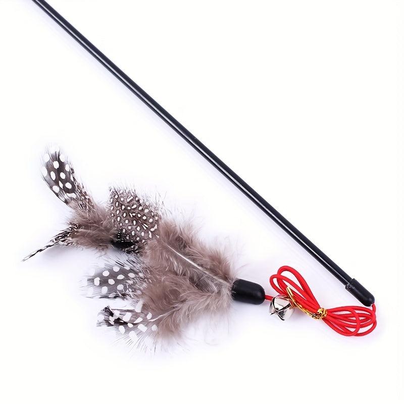Double Layer String Pearl Feather Cat Teaser Toy Stick
