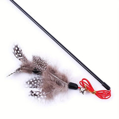 Double Layer String Pearl Feather Cat Teaser Toy Stick