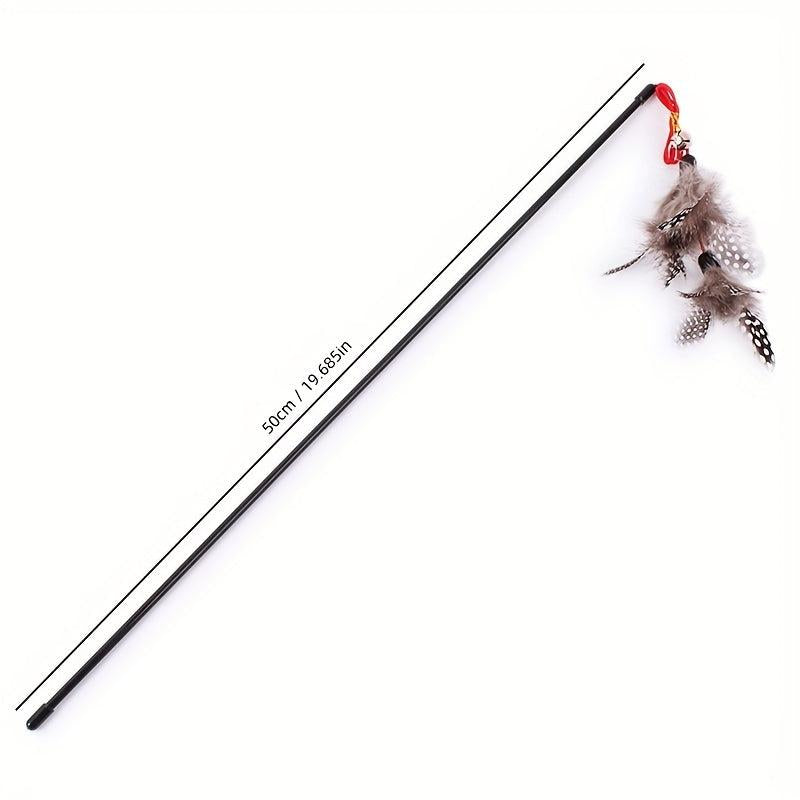 Double Layer String Pearl Feather Cat Teaser Toy Stick