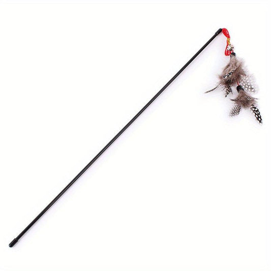 Double Layer String Pearl Feather Cat Teaser Toy Stick