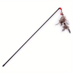 Double Layer String Pearl Feather Cat Teaser Toy Stick