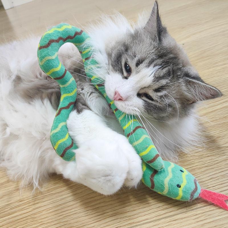 Cat Toys Balls Cat Snake Shape Plush Sniff Toy Cat Interactive Toy