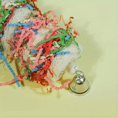 1pc Parrot Chew Toy With Bell Foraging Hanging Loofah Chewing Toys