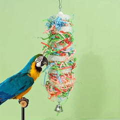 1pc Parrot Chew Toy With Bell Foraging Hanging Loofah Chewing Toys