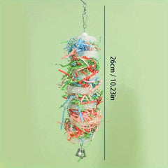 1pc Parrot Chew Toy With Bell Foraging Hanging Loofah Chewing Toys