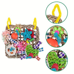 Colorful Parrot Biting Toys & Climbing Net Hammock for Pet Birds