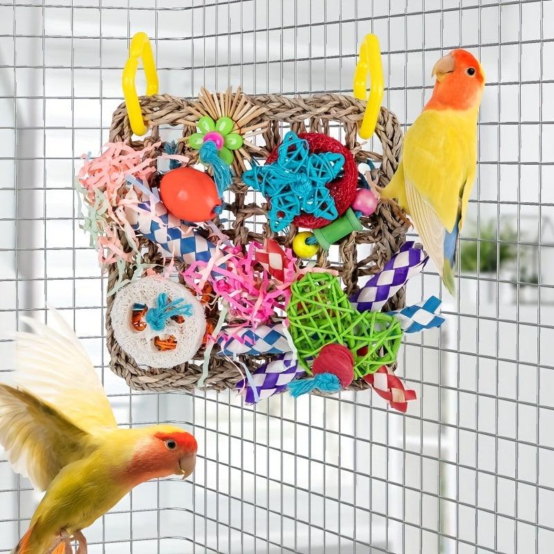 Colorful Parrot Biting Toys & Climbing Net Hammock for Pet Birds