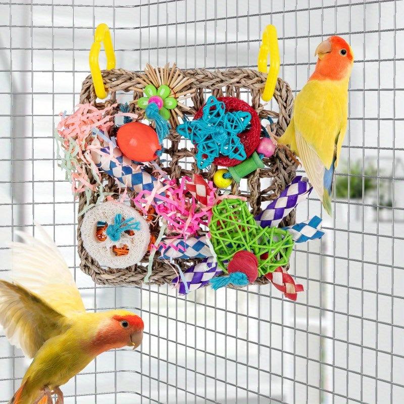 Colorful Parrot Biting Toys & Climbing Net Hammock for Pet Birds