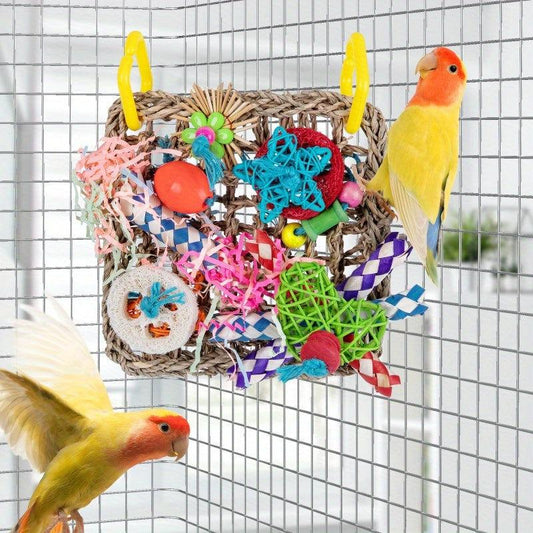 Colorful Parrot Biting Toys & Climbing Net Hammock for Pet Birds