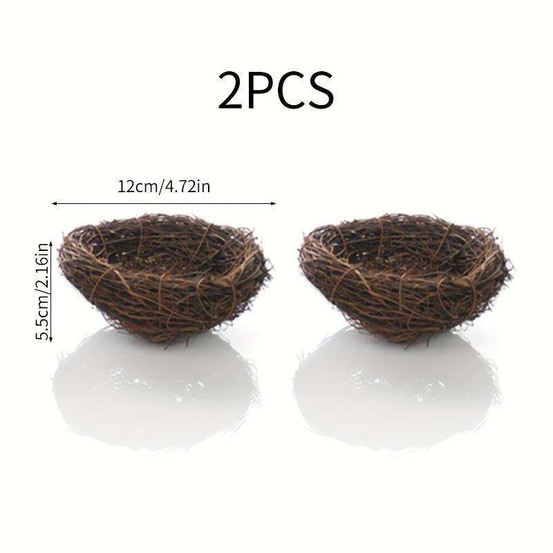 2pcs Rattan Bird Nests for Garden & Yard Decoration