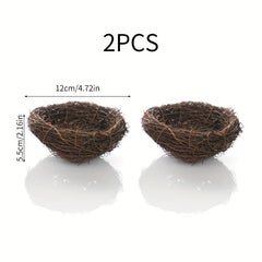 2pcs Rattan Bird Nests for Garden & Yard Decoration