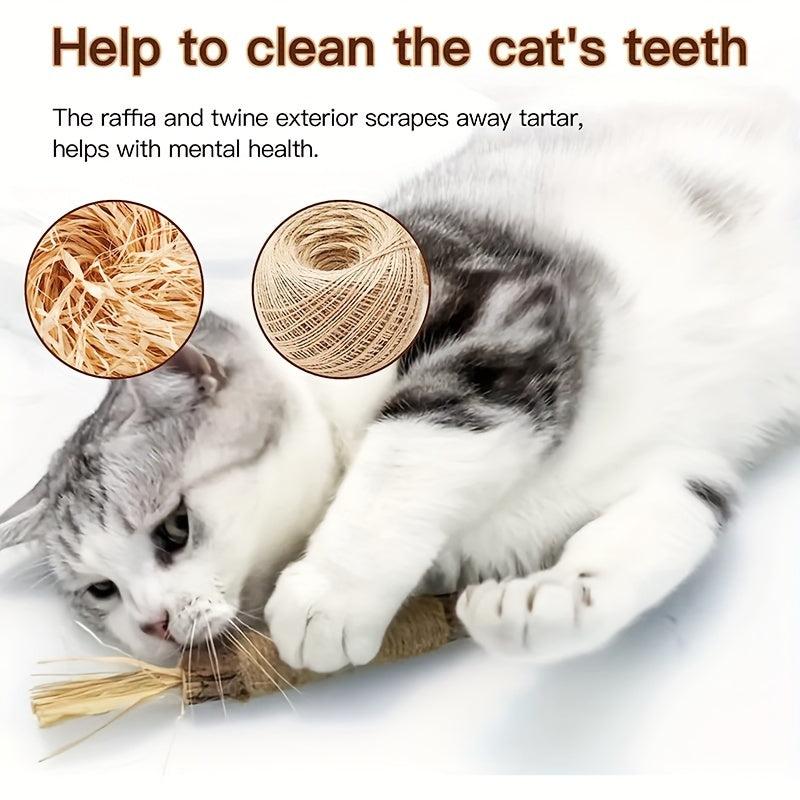 Wood Polygonum Raffia Catmint Cat Toy Bell Tooth Grinding Stick