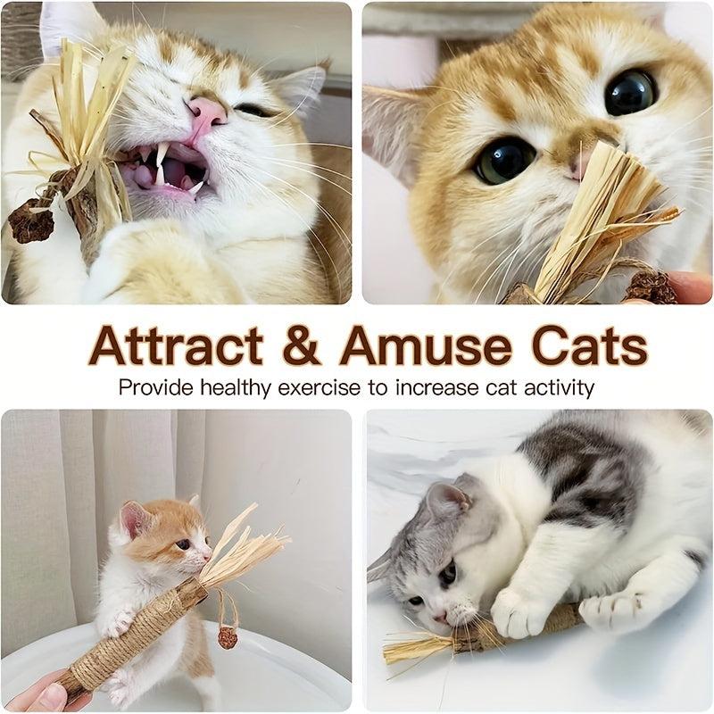 Wood Polygonum Raffia Catmint Cat Toy Bell Tooth Grinding Stick