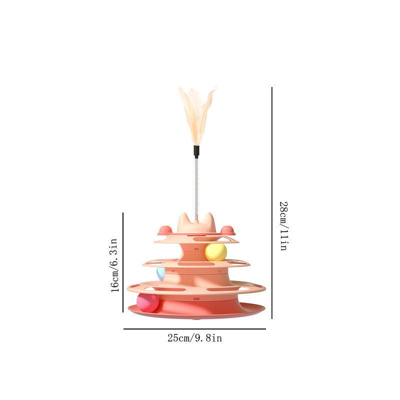 Feather Cat Turntable Toy with Ball and Stick