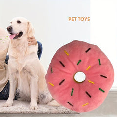 Donut Pet Squeaky Plush Toy Durable Chew Toy For Dog