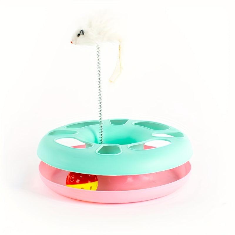 Interactive Cat Teaser Toy with Spring Mouse Roller Ball Tracks