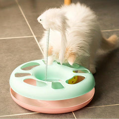 Interactive Cat Teaser Toy with Spring Mouse Roller Ball Tracks