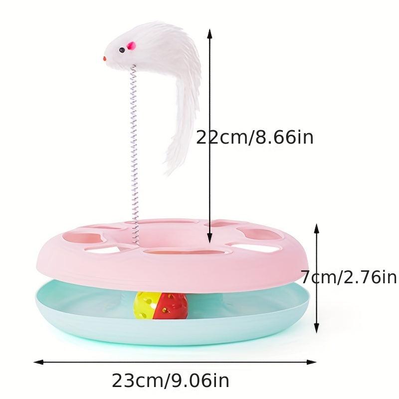 Interactive Cat Teaser Toy with Spring Mouse Roller Ball Tracks