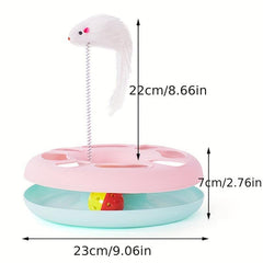 Interactive Cat Teaser Toy with Spring Mouse Roller Ball Tracks