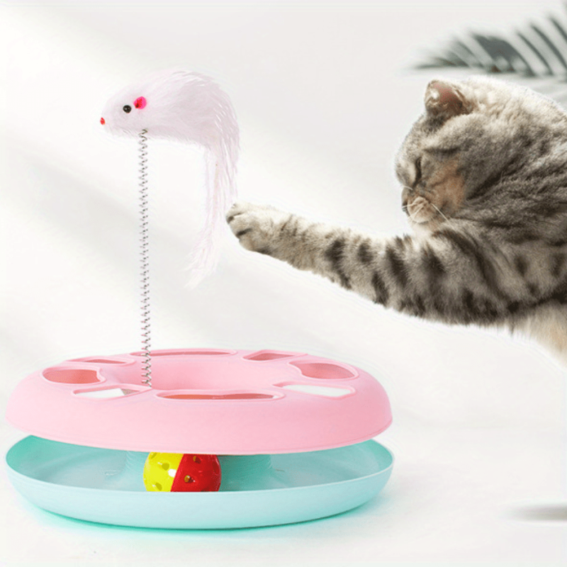 Interactive Cat Teaser Toy with Spring Mouse Roller Ball Tracks