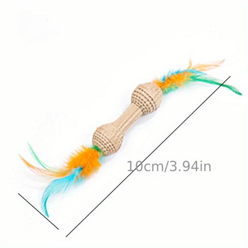 Interactive Cat Teaser Toy with Feather Scratcher Fun for Pet Kitten