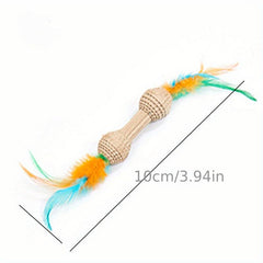 Interactive Cat Teaser Toy with Feather Scratcher Fun for Pet Kitten