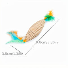 Interactive Cat Teaser Toy with Feather Scratcher Fun for Pet Kitten