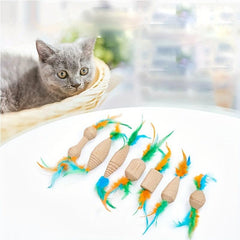 Interactive Cat Teaser Toy with Feather Scratcher Fun for Pet Kitten
