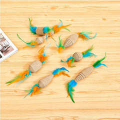 Interactive Cat Teaser Toy with Feather Scratcher Fun for Pet Kitten