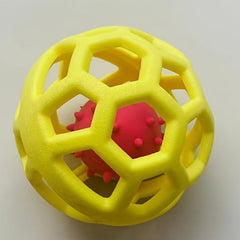 Geometric Hollow Bell Ball Toy for Dogs Natural Rubber Teeth Cleaning Molar Toy