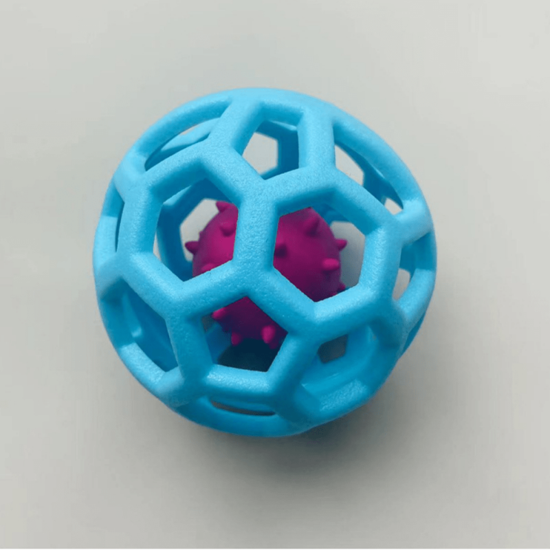 Geometric Hollow Bell Ball Toy for Dogs Natural Rubber Teeth Cleaning Molar Toy