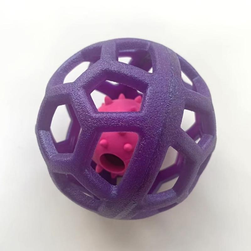 Geometric Hollow Bell Ball Toy for Dogs Natural Rubber Teeth Cleaning Molar Toy