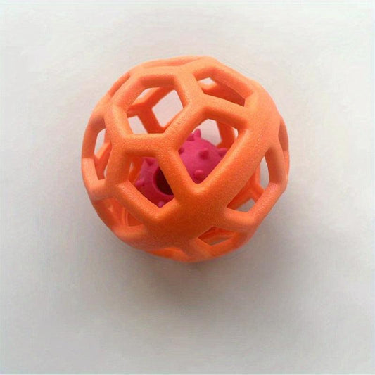 Geometric Hollow Bell Ball Toy for Dogs Natural Rubber Teeth Cleaning Molar Toy
