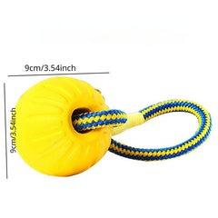 Indestructible Dog Ball Toy with Rope, Interactive Chew Toy