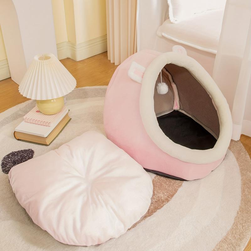 Cozy Cat Cave Bed Soft & Warm Kitten House Tent With Washable Cushion