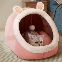 Cozy Cat Cave Bed Soft & Warm Kitten House Tent With Washable Cushion