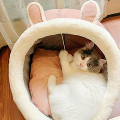 Cozy Cat Cave Bed Soft & Warm Kitten House Tent With Washable Cushion