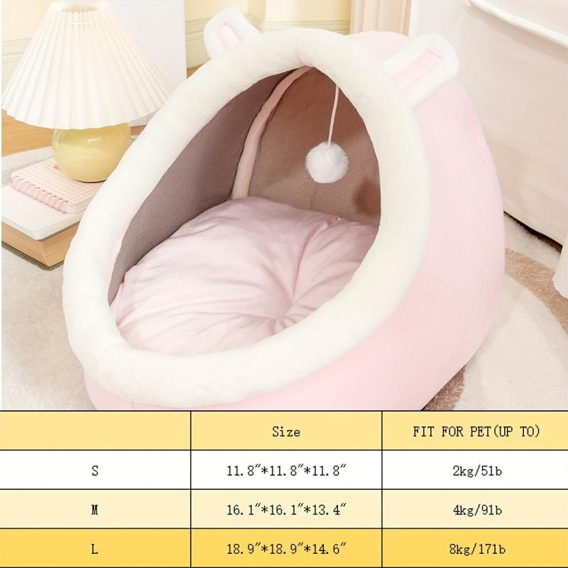 Cozy Cat Cave Bed Soft & Warm Kitten House Tent With Washable Cushion