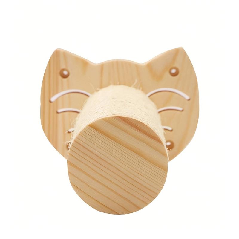 Wall Mounted Cat Scratching Post Sisal Wooden Climbing Step