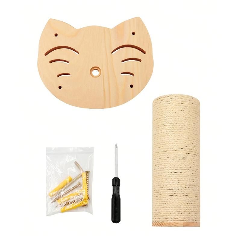 Wall Mounted Cat Scratching Post Sisal Wooden Climbing Step