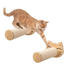 Wall Mounted Cat Scratching Post Sisal Wooden Climbing Step
