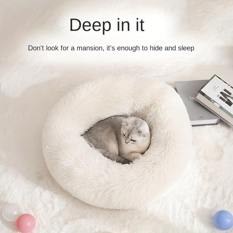 Long Plush Cat Nest Deep Sleep Cat Bed Warm Cushion