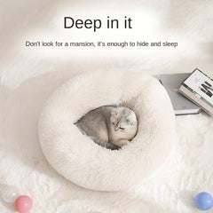 Long Plush Cat Nest Deep Sleep Cat Bed Warm Cushion